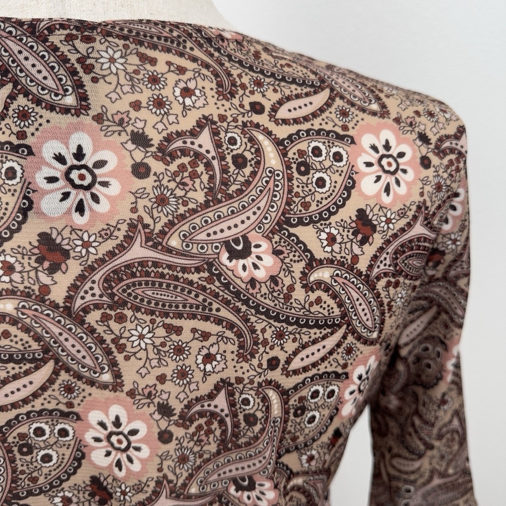 Vintage Route 66 Top Womens M Brown Paisley Empire Waist Fairy Grunge Whimsigoth - Picture 9 of 14